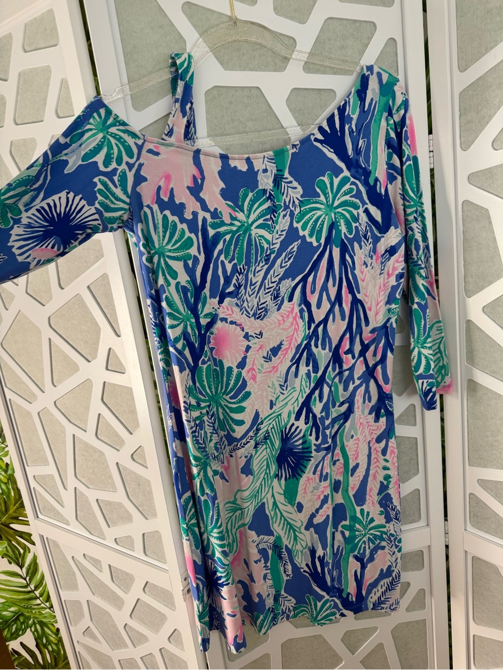 Lilly Pulitzer Blue Floral Shift Dress with Pink Label